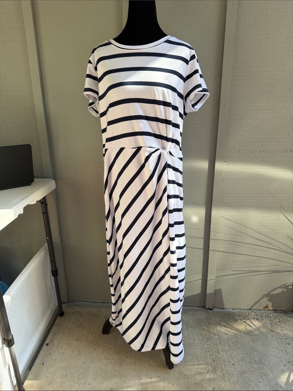 Liz Claiborne Classic Black & White Striped Maxi Dress